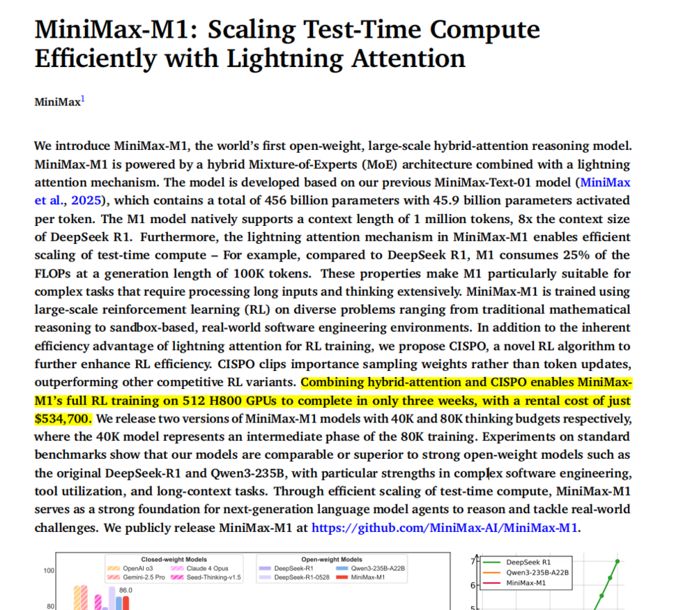 MiniMax M1 技术报告  来源：Github
