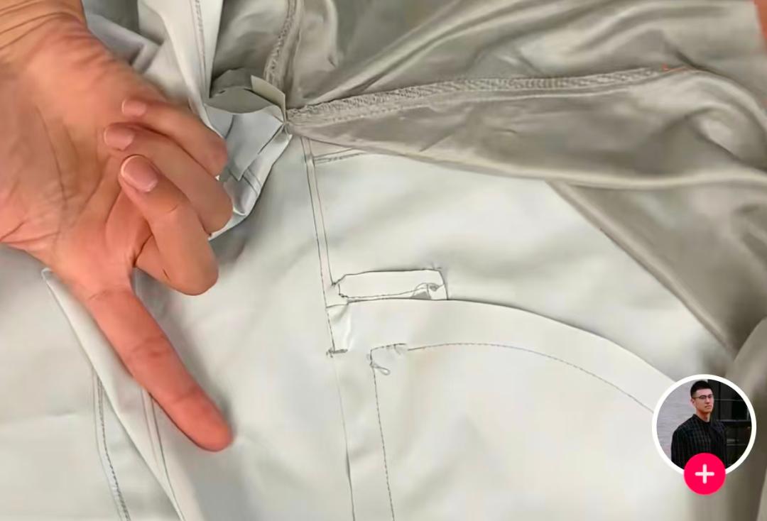 影视飓风冲锋衣被质疑压胶工艺水平一般。（图/博主@H先生小韩哥）