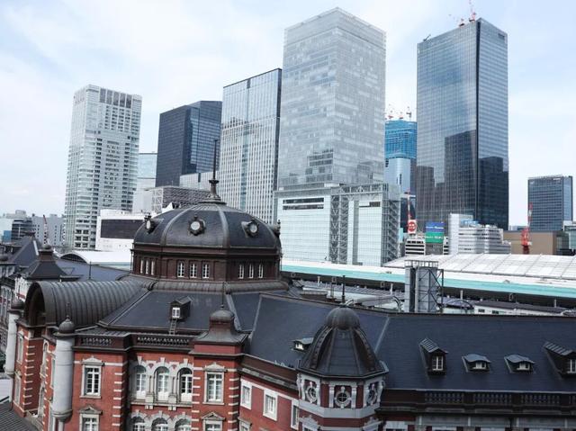 這是5月15日在日本東京的東京站附近拍攝的城市景觀。新華社記者賈浩成攝
