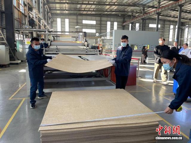 图为竹纤维材料汽车零部件生产线。林馨 摄