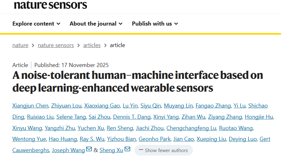 图丨相关论文（来源：Nature Sensors）