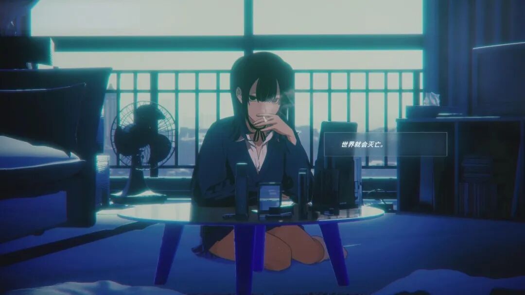 夜雨落在东京的住宅区，霓虹被雨幕拉成一条模糊的蓝光，像是从旧显像管电视里里溢出的残影。