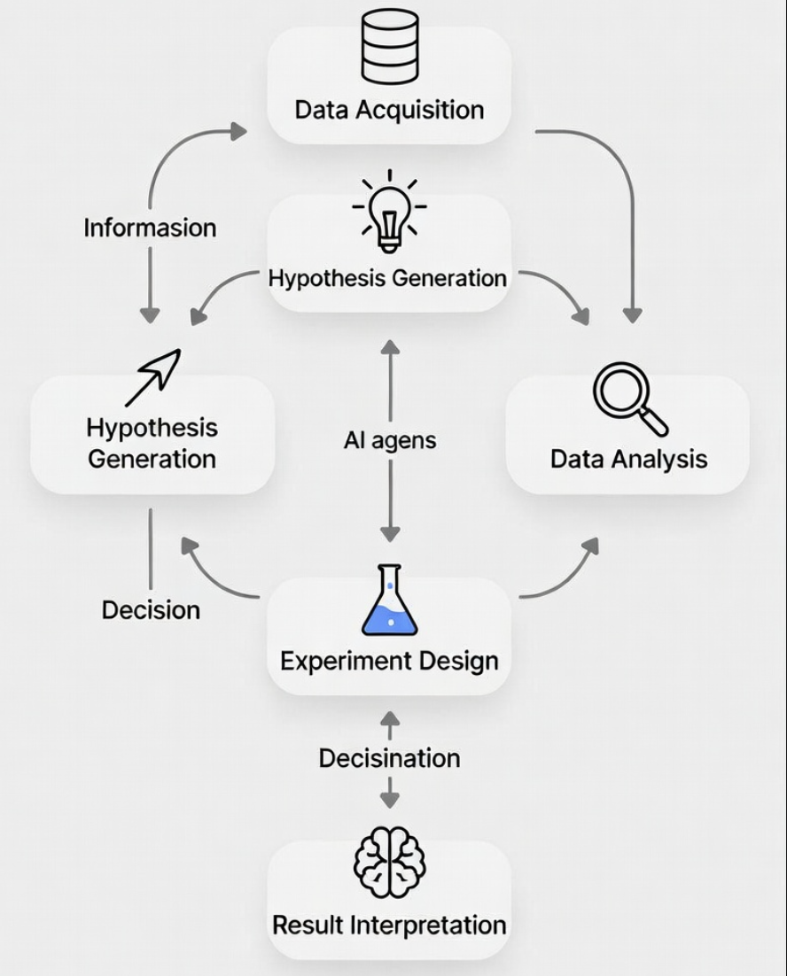 所谓科学智能体，就是在人类指令下，自动协调文献检索、假设生成、实验设计、数据分析等步骤的AI系统。