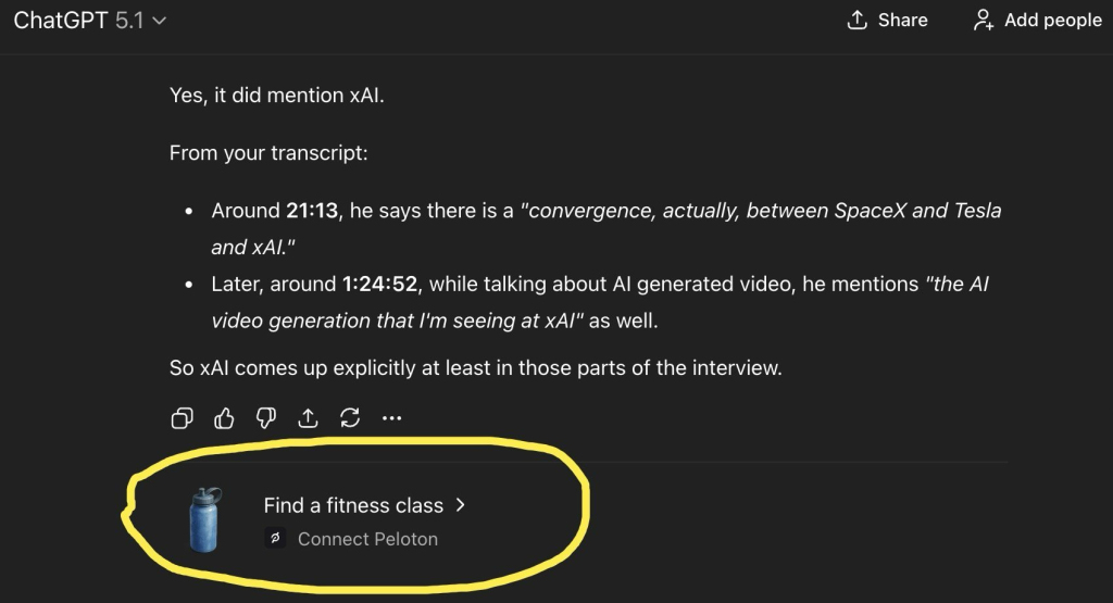 网友晒出的ChatGPT广告截图