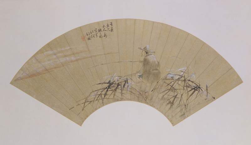 清·胡锡珪寒江独钓图扇页