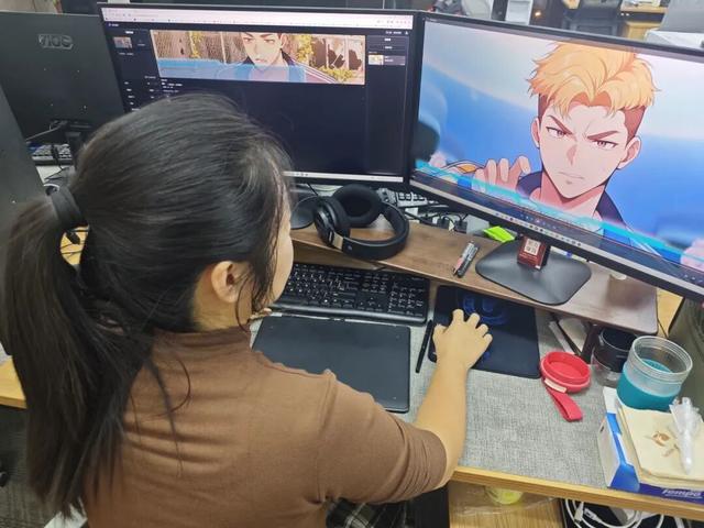 珀乐互动科技AI动画师正在制作动画。受访者 供图
