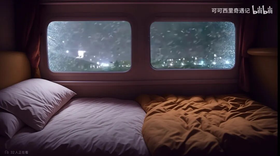 火车卧铺助眠。（图/B站@可可西里奇遇记）