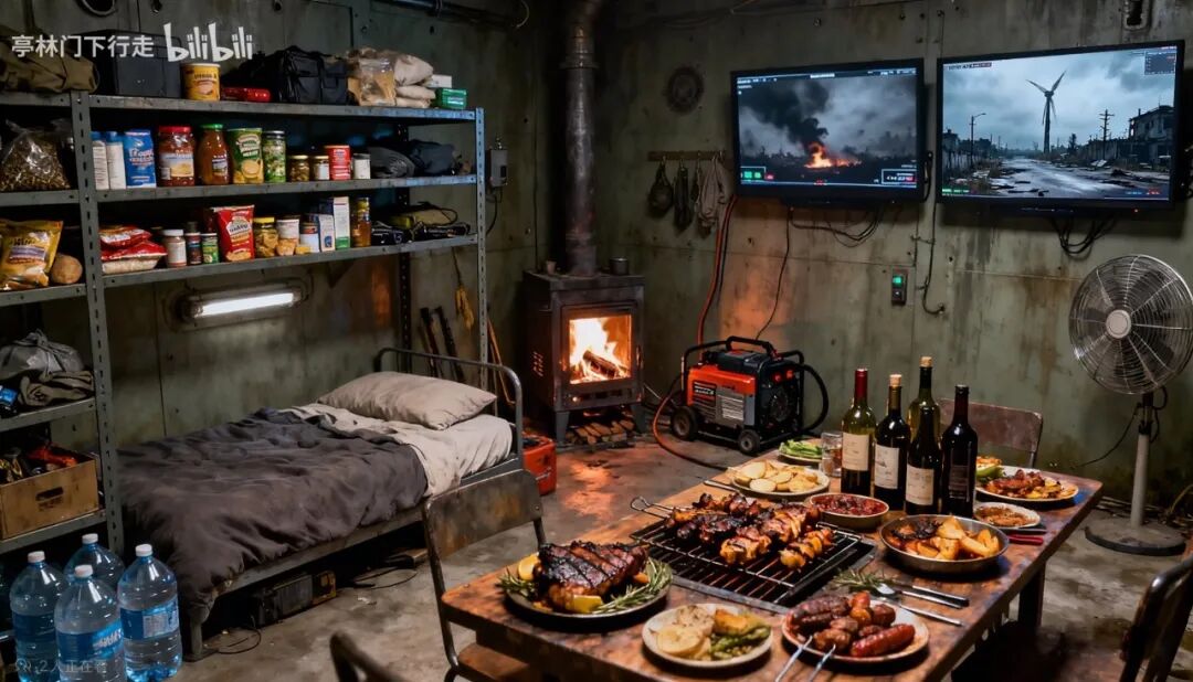 有的屋子注重食物丰富。（图/B站@亭林门下行走）