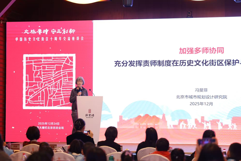 如何建设儿童友好城市？京市城市规划学会街区治理与责任规划师工作专委会牵头人冯斐菲现场进行分享。 新京报记者王贵彬 摄