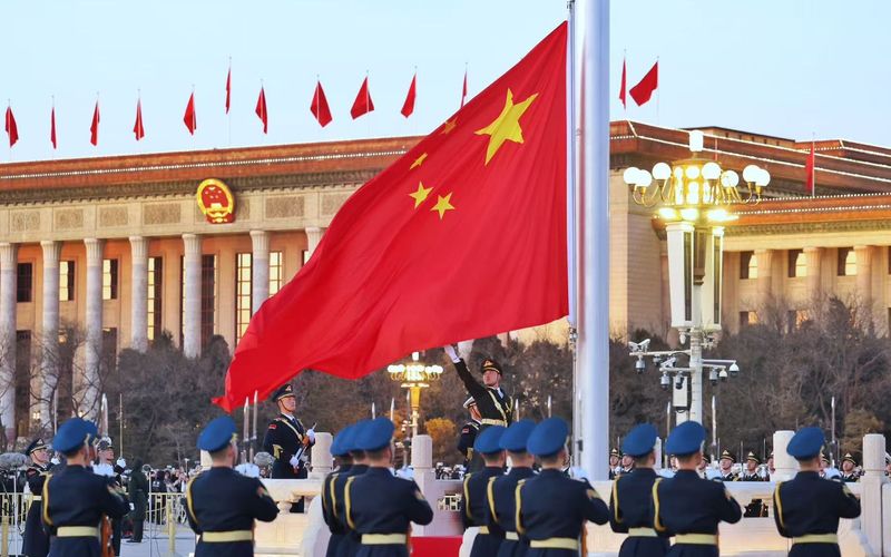 2026年1月1日，天安门广场举行升国旗仪式。新京报记者 王贵彬 摄