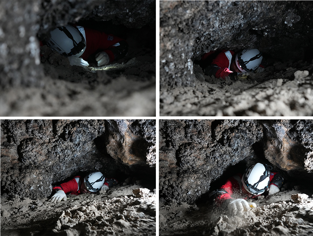 2025年12月，航天员在洞穴训练中艰难爬过狭窄通道。