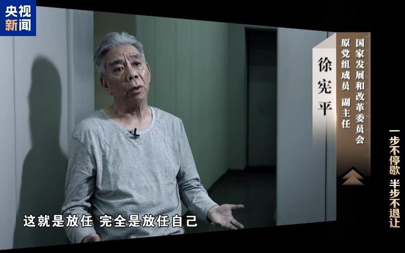 ▲国家发改委原党组成员、副主任徐宪平在忏悔。图/电视专题片《一步不停歇 半步不退让》
