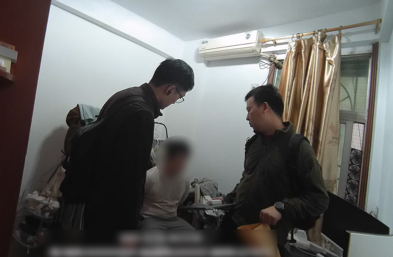 抓捕犯罪嫌疑人现场。上海浦东警方供图