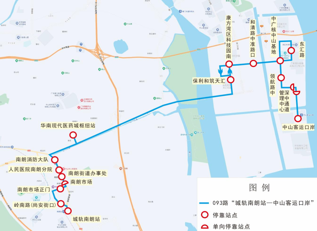 公共汽车093路行驶示意图