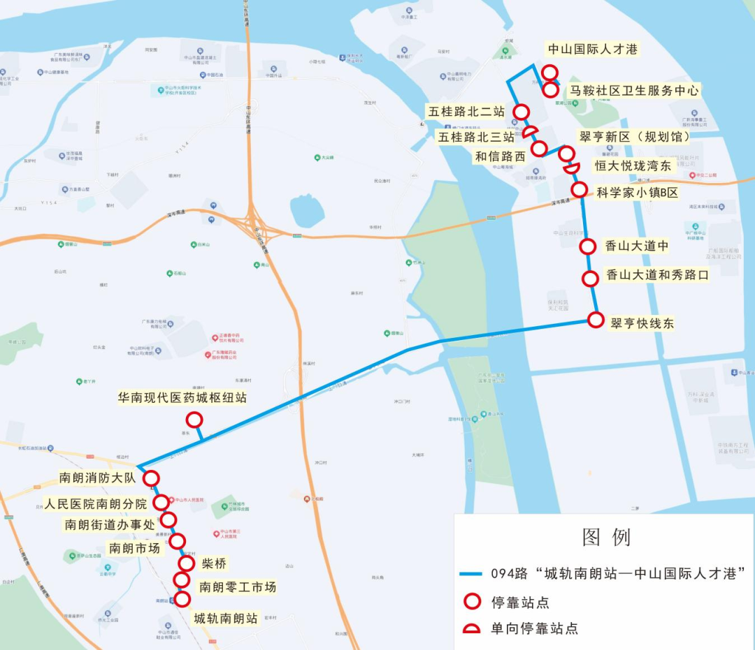 公共汽车094路行驶示意图