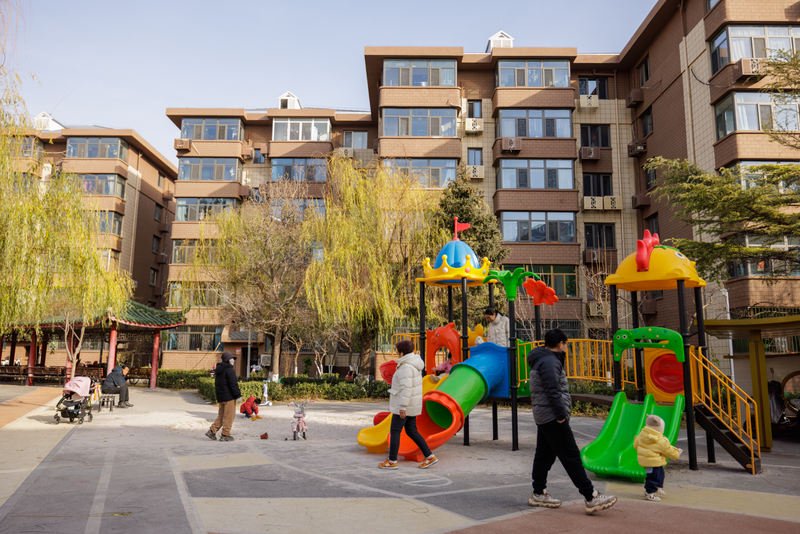云景里小区改造后，增加了一处儿童乐园。新京报记者 王子诚 摄