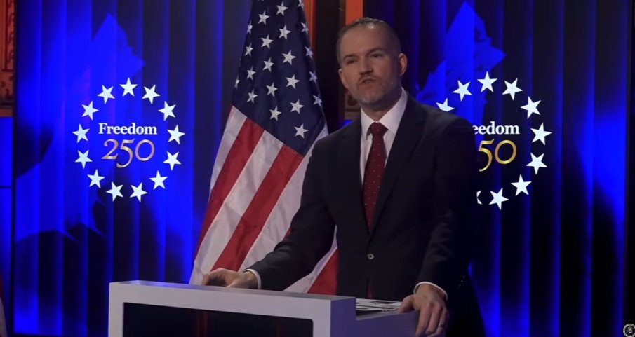 当地时间周二，美国贸易代表格里尔在达沃斯发表演讲。美国贸易代表办公室视频截图