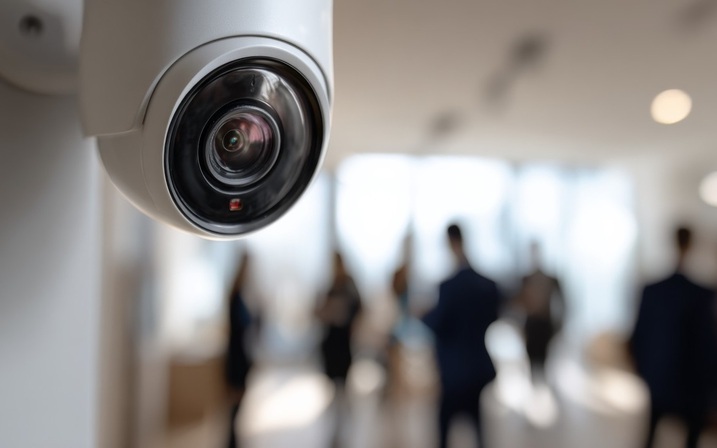 ▲资料图：员工工位上方被安装一对一摄像头，直到人事经理提醒才知道。图/IC photo