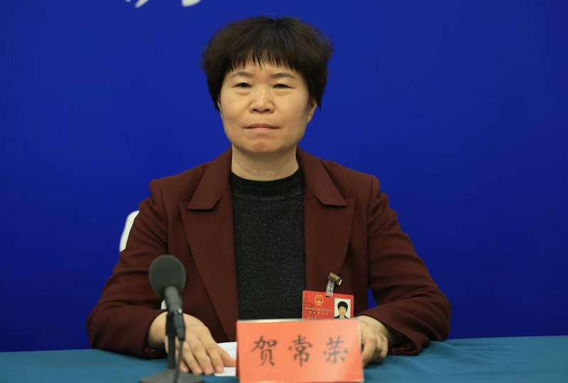 延庆代表团新闻发言人，延庆区人大常委会党组副书记、副主任贺常荣。新京报记者 王飞 摄