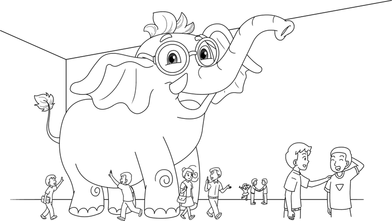 房间里有一头戴眼镜的大象，但房间里的人视而不见。《愿你眼明心亮：全家人都需要的护眼指南》插图