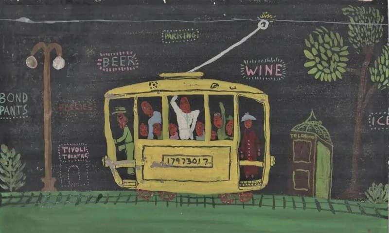 除了写作，布拉德伯里还会在业余时间绘画。图为布拉德伯里绘制于1944年的油画。