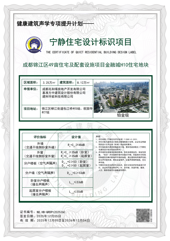 （北京建发·海晏、成都建发·海耀荣获“宁静住宅”铂金级认证）