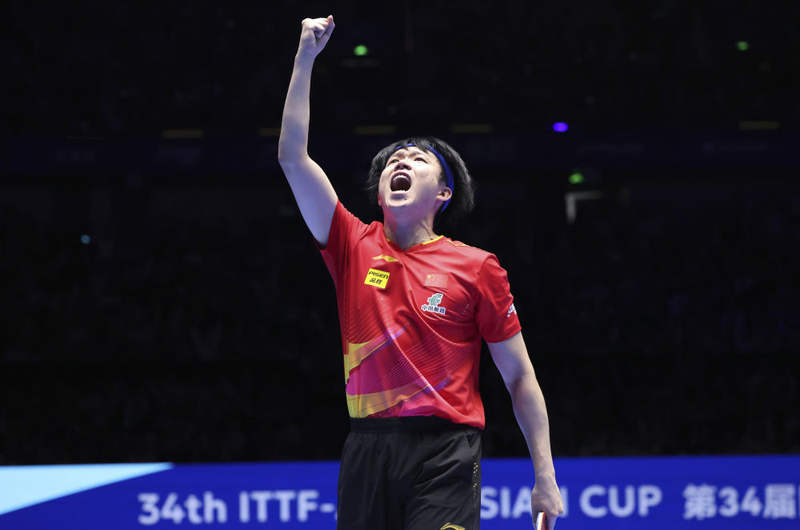 2025年2月23日，中国选手王楚钦在广东深圳举行的第34届国际乒联-亚乒联盟亚洲杯男子单打决赛中。