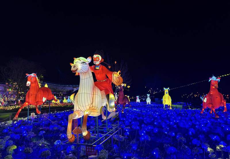 延庆世园非遗花灯与龙庆峡冰灯联手打造“双灯会”。 新京报记者 孙海光 摄