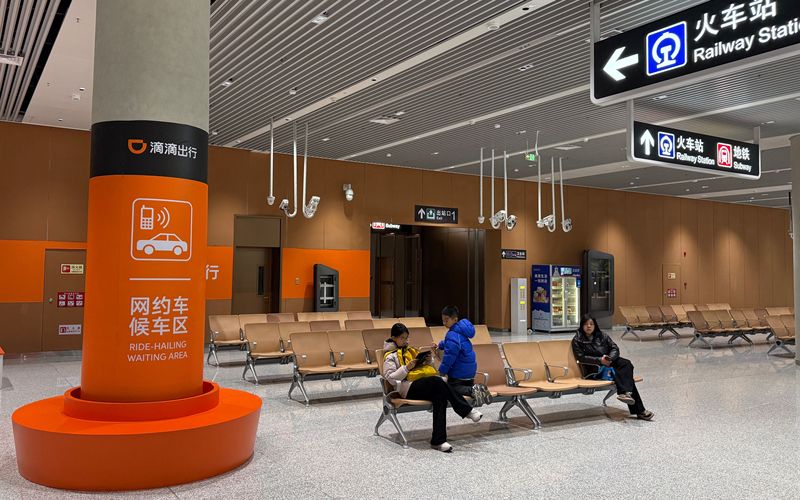 北京通州站地区的出租车、网约车换乘休憩空间。新京报记者 王贵彬 摄