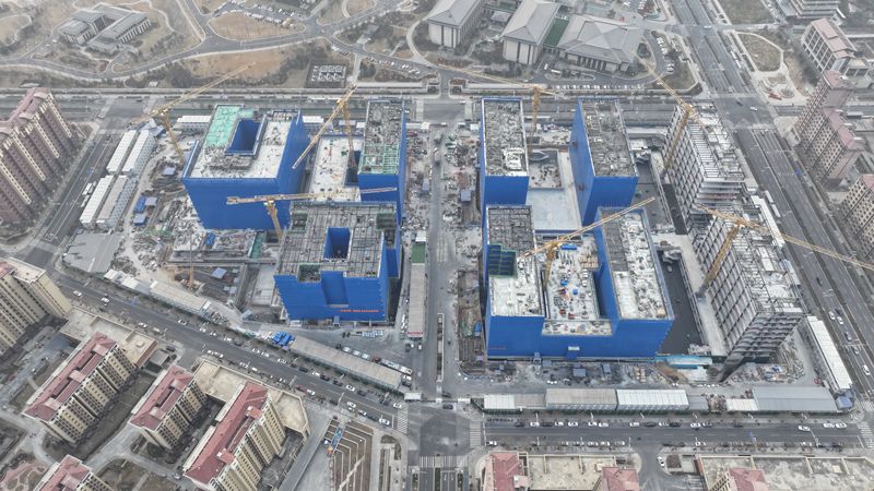 北京大学人民医院雄安院区封顶施工图。医院供图