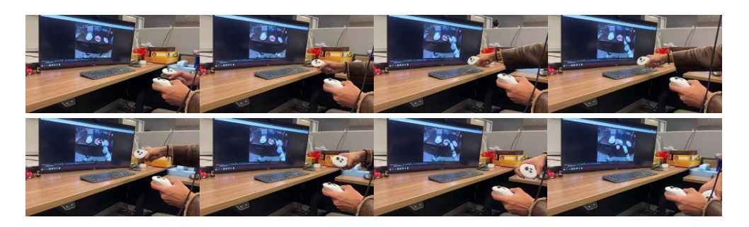 图 | 实时遥操作：可以使用 PICO VR 控制器实时遥操作虚拟 G1 机器人（来源：论文）