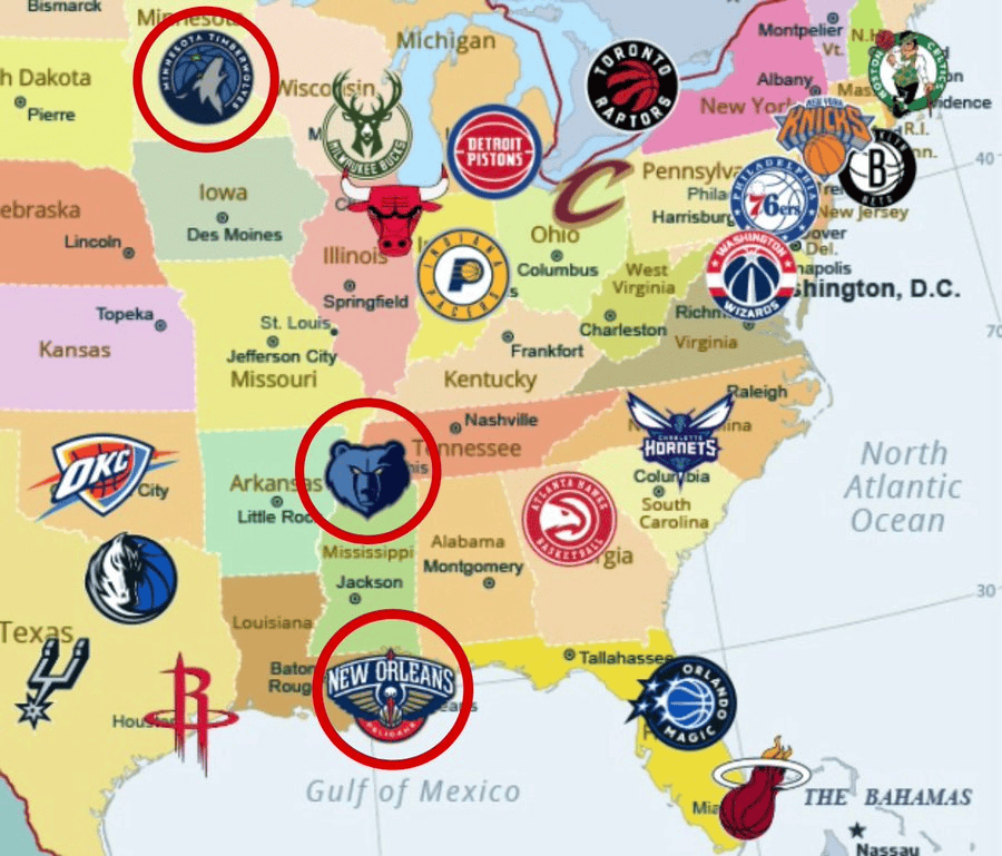 火记吐槽NBA扩军：从地图看把森林狼移去东部是最合理的选择|鹈鹕|灰熊|明尼苏达森林狼队|新奥尔良鹈鹕队|孟菲斯灰熊_新浪体育_新浪新闻