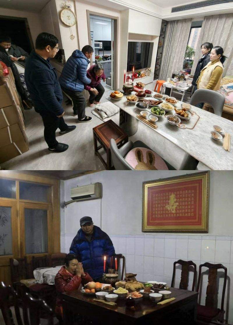 家人依次祭拜先祖，母亲的身体也已大不如前。