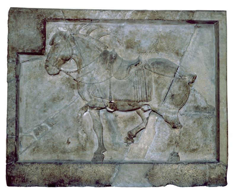 〔唐〕昭陵六骏，西安碑林博物馆、美国宾夕法尼亚大学博物馆藏。