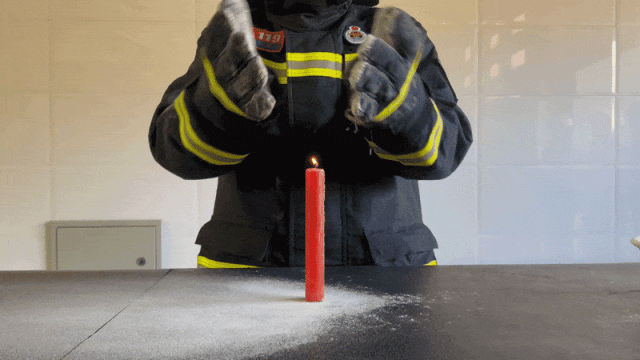 △ 遇明火火苗变大有蔓延之势。