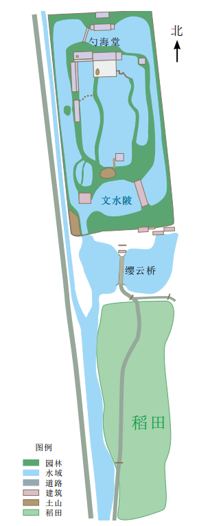 勺园水域分布推测图。《三山五园水系变迁》内文图