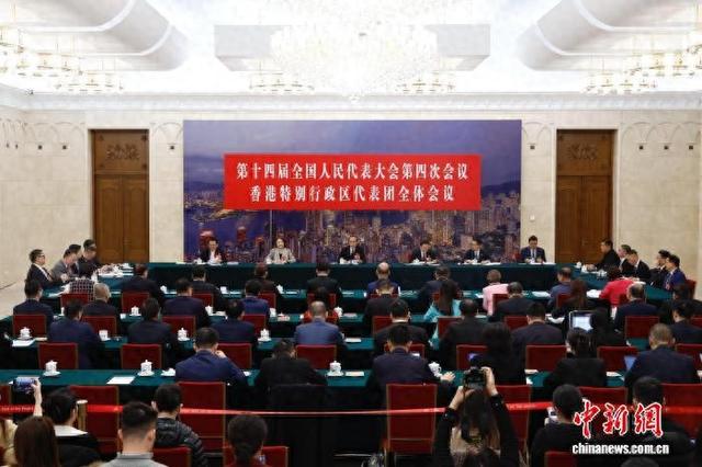 3月8日，十四届全国人大四次会议香港代表团在北京人民大会堂举行开放团组会议。中新社记者 韩海丹 摄