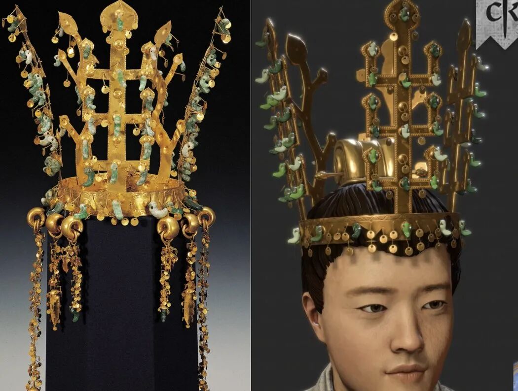 左图为文物“新罗金冠”