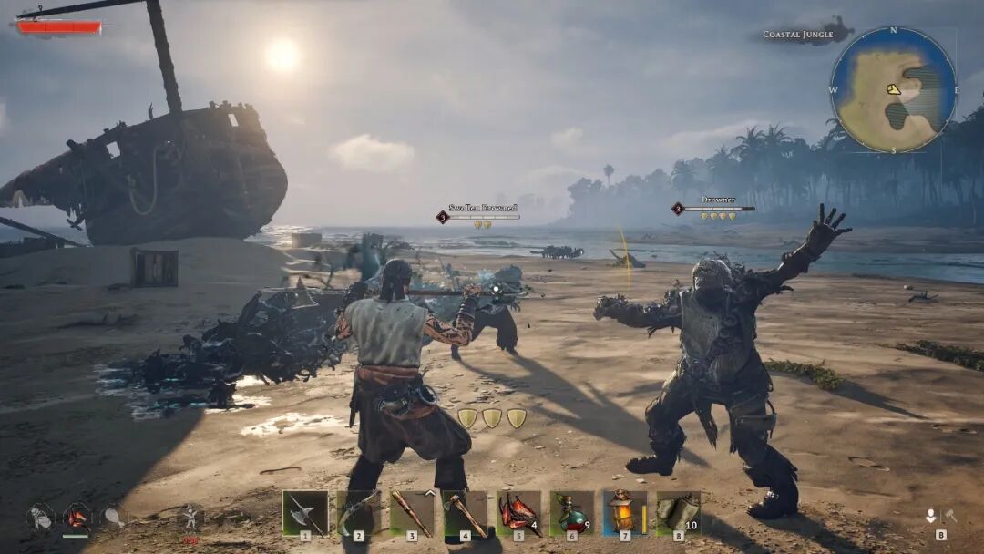 快要打不过的时候，扭头跳海叫船就能溜之大吉了