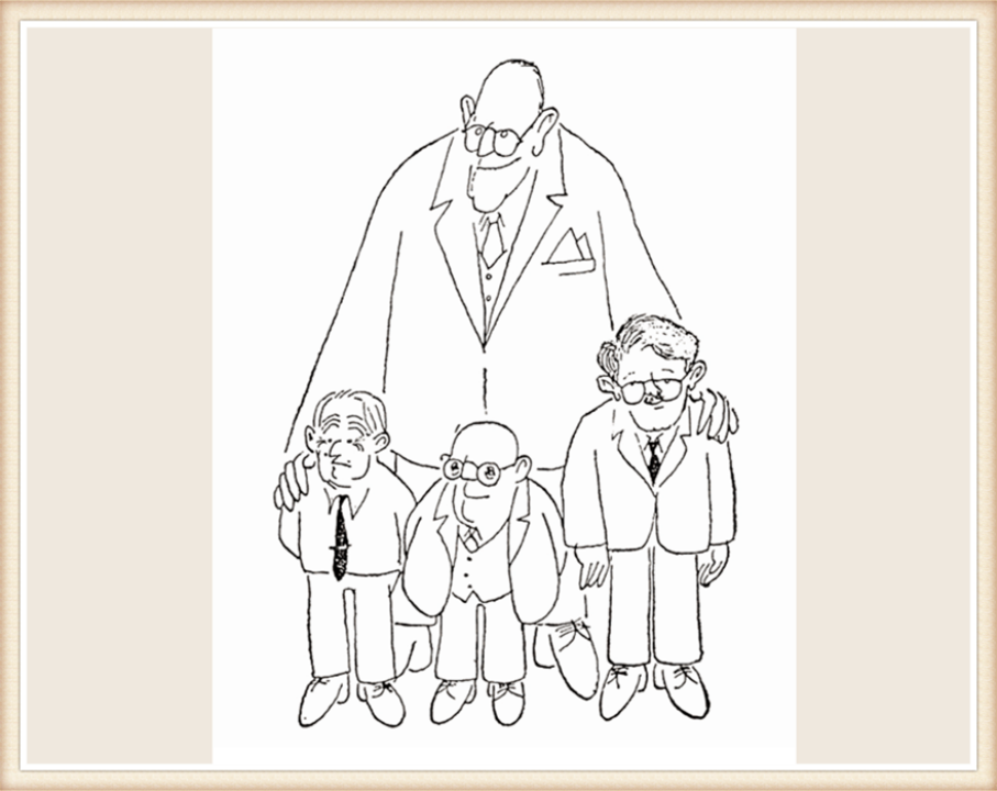 福尔克·克里格尔绘漫画：霍克海默聚拢阿多诺、马尔库塞和哈贝马斯