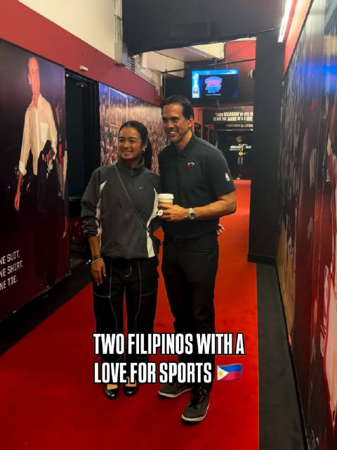 老乡见老乡~正在备战WTA1000迈阿密赛的伊埃拉来到热火主场