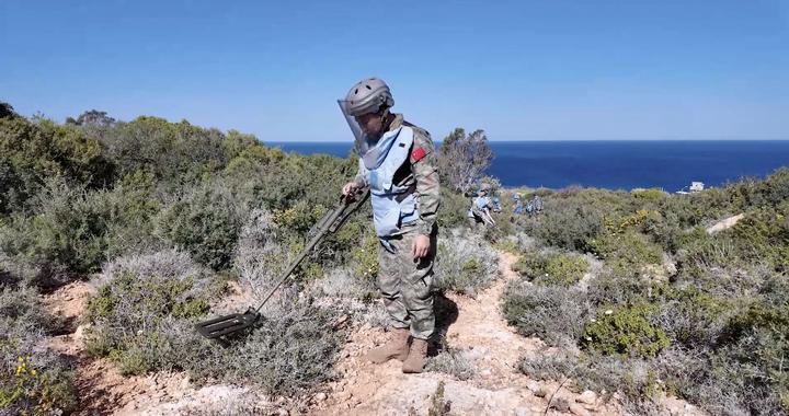 中国赴黎维和部队协助友军完成巡逻道路未爆物探测任务