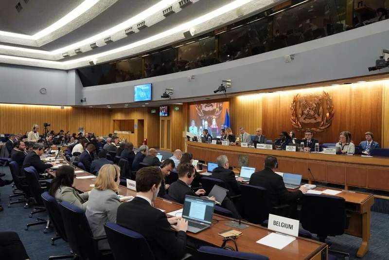 这是3月18日在英国伦敦拍摄的国际海事组织理事会第36届特别会议现场。新华社发（国际海事组织供图）