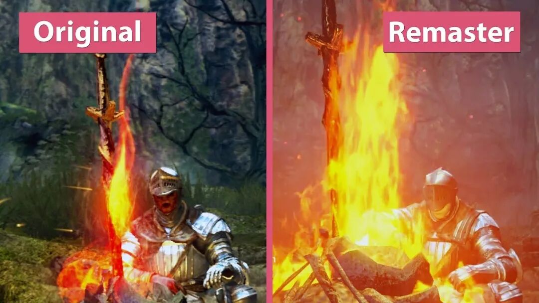 《受死版》中螺旋状的篝火，被改成了平平无奇的普通火焰