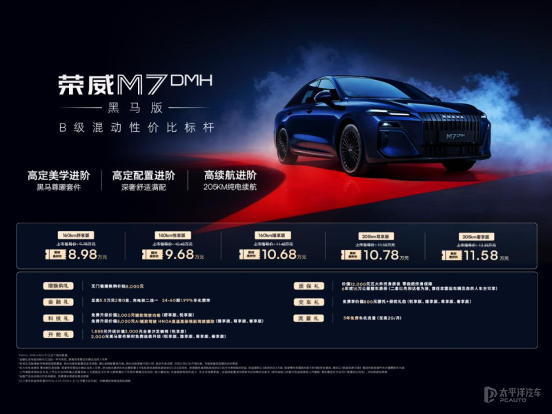 2026北京车展：上汽荣威M7 DMH黑马版限时美好价8.98万元起