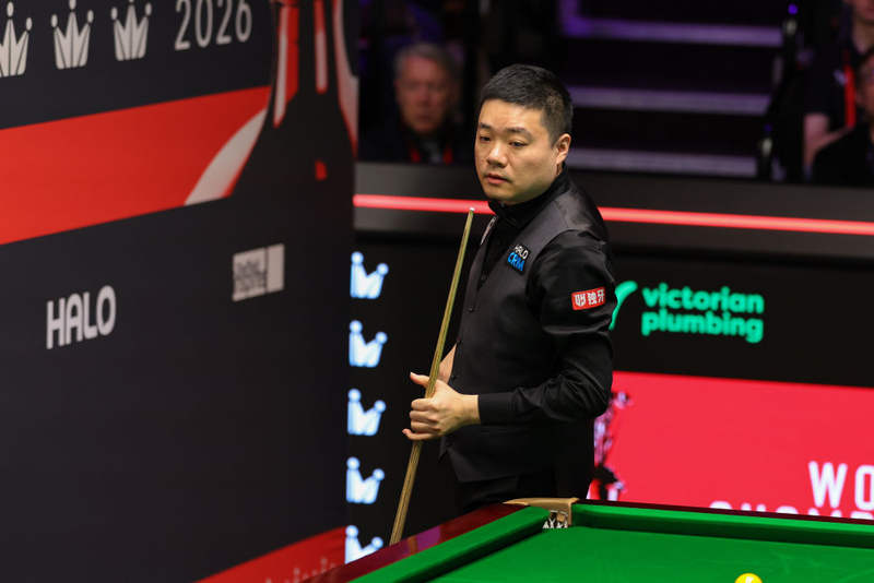 丁俊晖在本届比赛中。童比新华社发（翟政摄）