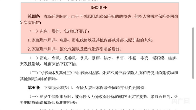 保险条款里的“保险责任”内容（央广网发 受访者供图）