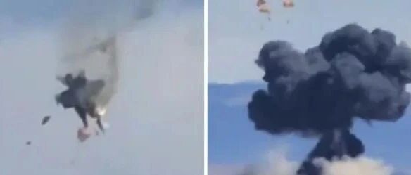 美国两架飞机空中相撞并坠毁