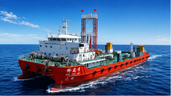 “桥苑号”新一代双体专业海洋工程勘察船。图片来源：中铁大桥勘测设计院