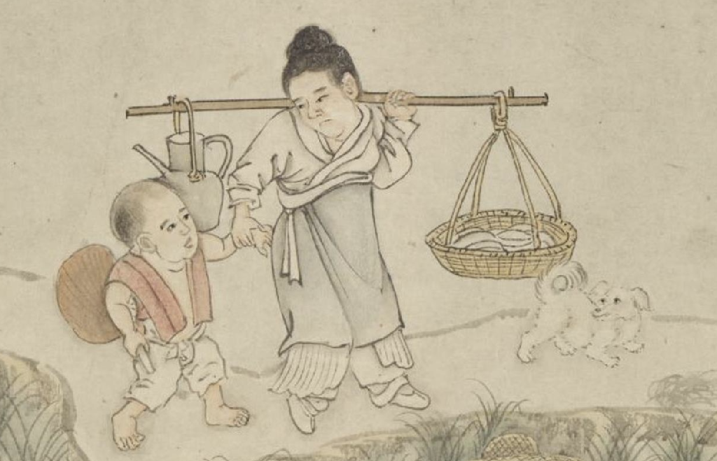 楼璹《耕织图诗》中送饭的女性